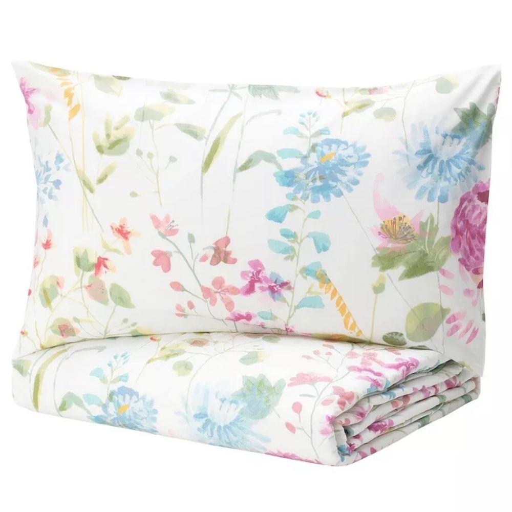 Ikea GRASVIAL Full/Queen Comforter Set Floral w/ 2 Shams 704.542.43🌸New🌸
